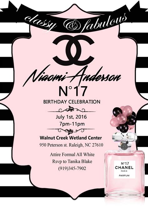 chanel party invitations free.